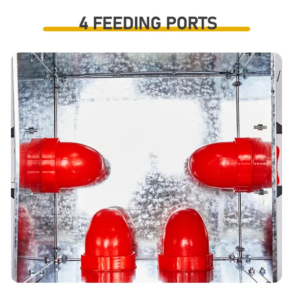 VetraPulse Automatic Chicken Feeder—Rodent Proof, 4-Port Large-Capacity Metal Poultry Feeder with Lid & Handles