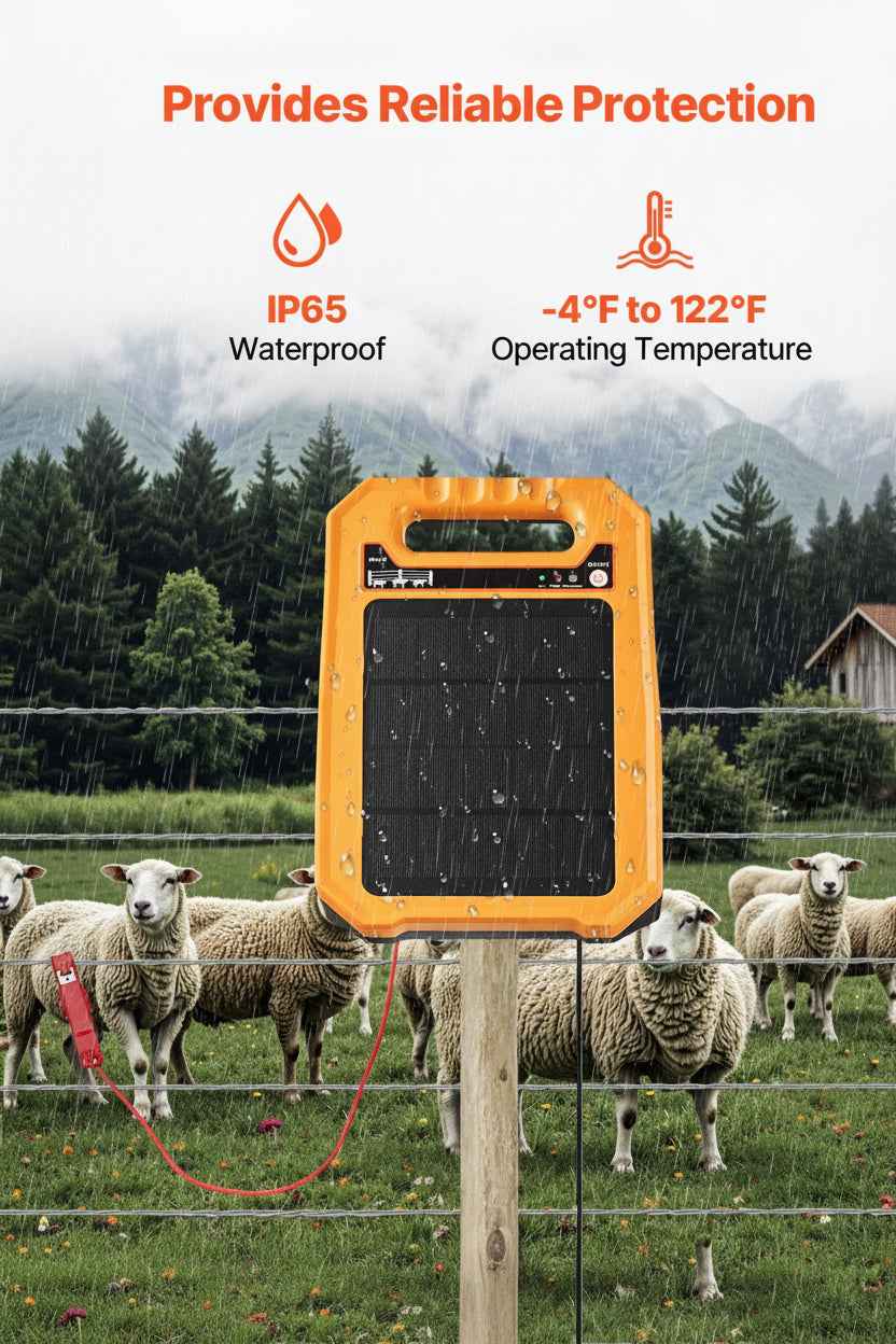 0.3J Solar Fence Charger 1.86 Miles Range Electric FenceEnergizer For Livestock