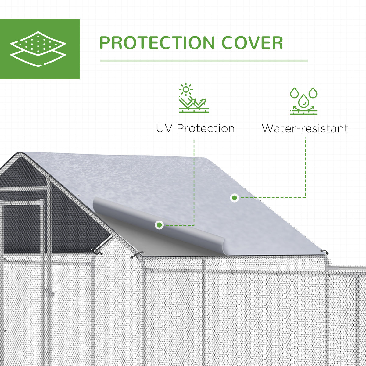 VetraPulse 23' x 6.6' Walk-In Galvanized Steel Chicken Coop with UV & Rain Cover for 12-14 Chickens