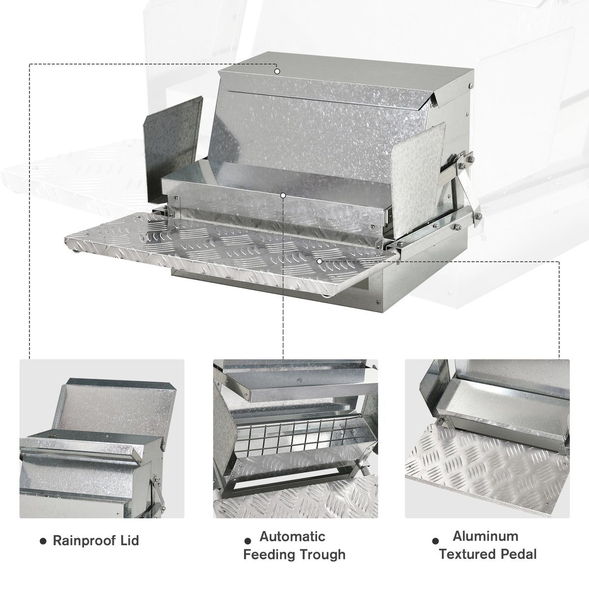 Vetra Pulse 25 lb Automatic Poultry Feeder – Weatherproof Galvanized Steel, No Waste