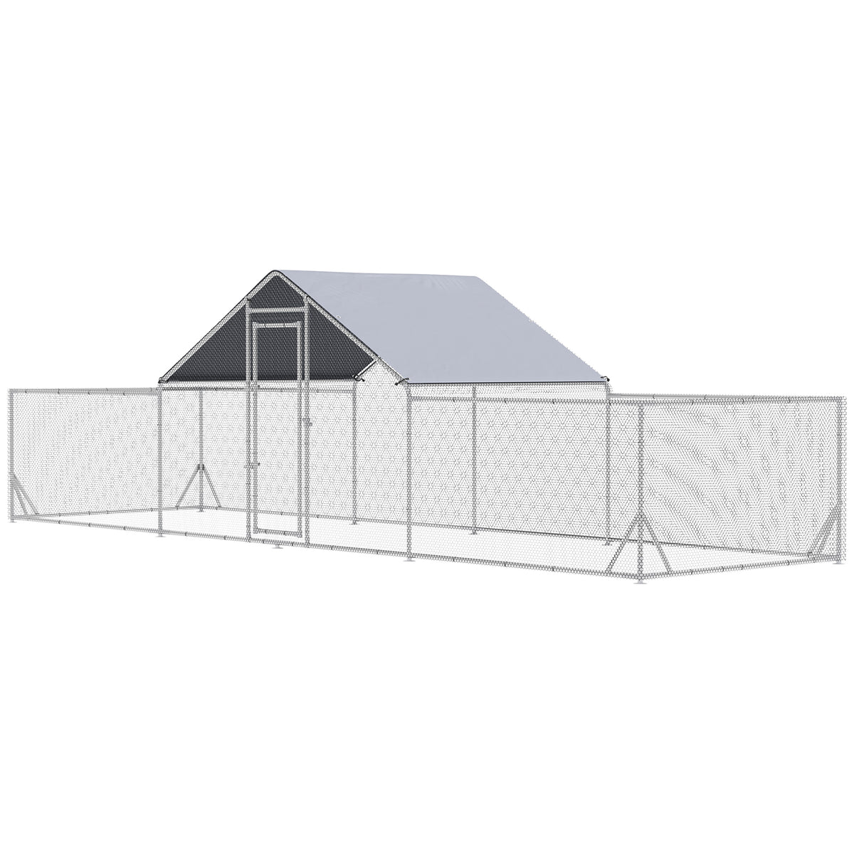 VetraPulse 23' x 6.6' Walk-In Galvanized Steel Chicken Coop with UV & Rain Cover for 12-14 Chickens