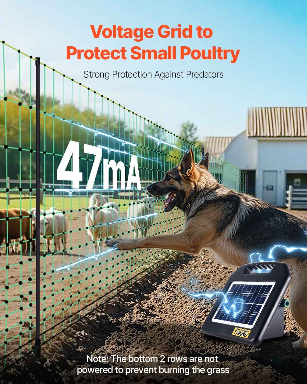 Electric Fence Netting 50" x 164' for Livestock, Goats, Sheep & Garden Boundaries
