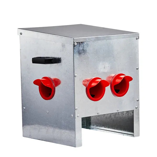VetraPulse Automatic Chicken Feeder—Rodent Proof, 4-Port Large-Capacity Metal Poultry Feeder with Lid & Handles