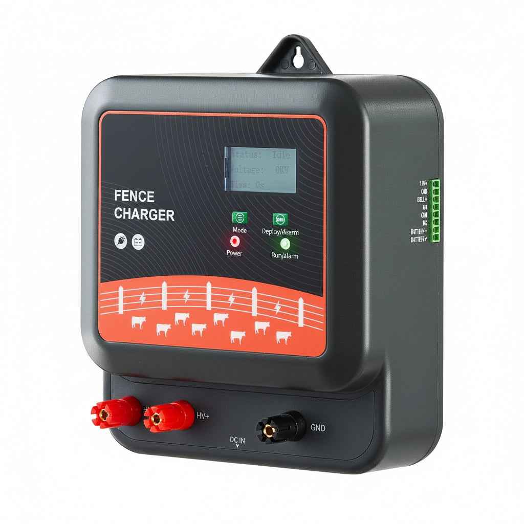 Multi-Powered Electric Fence Charger, 2J/3J/5J, Electric Fence Energizer With Real-Time LED Display, 6.2 Miles Range, AC DC Powerful Fences Charger, Keep Out Wild Animals, For Livestock Poultry