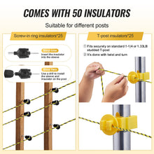 Electric Fence Wire, 1640Ft 500M Portable Polywire, 1/8" Diameter 6 Stainless Steel Strands, Fencing Rope Line With 25 Fence Insulators And 25 T-post Insulators, For Horse, Cattle, Livestock