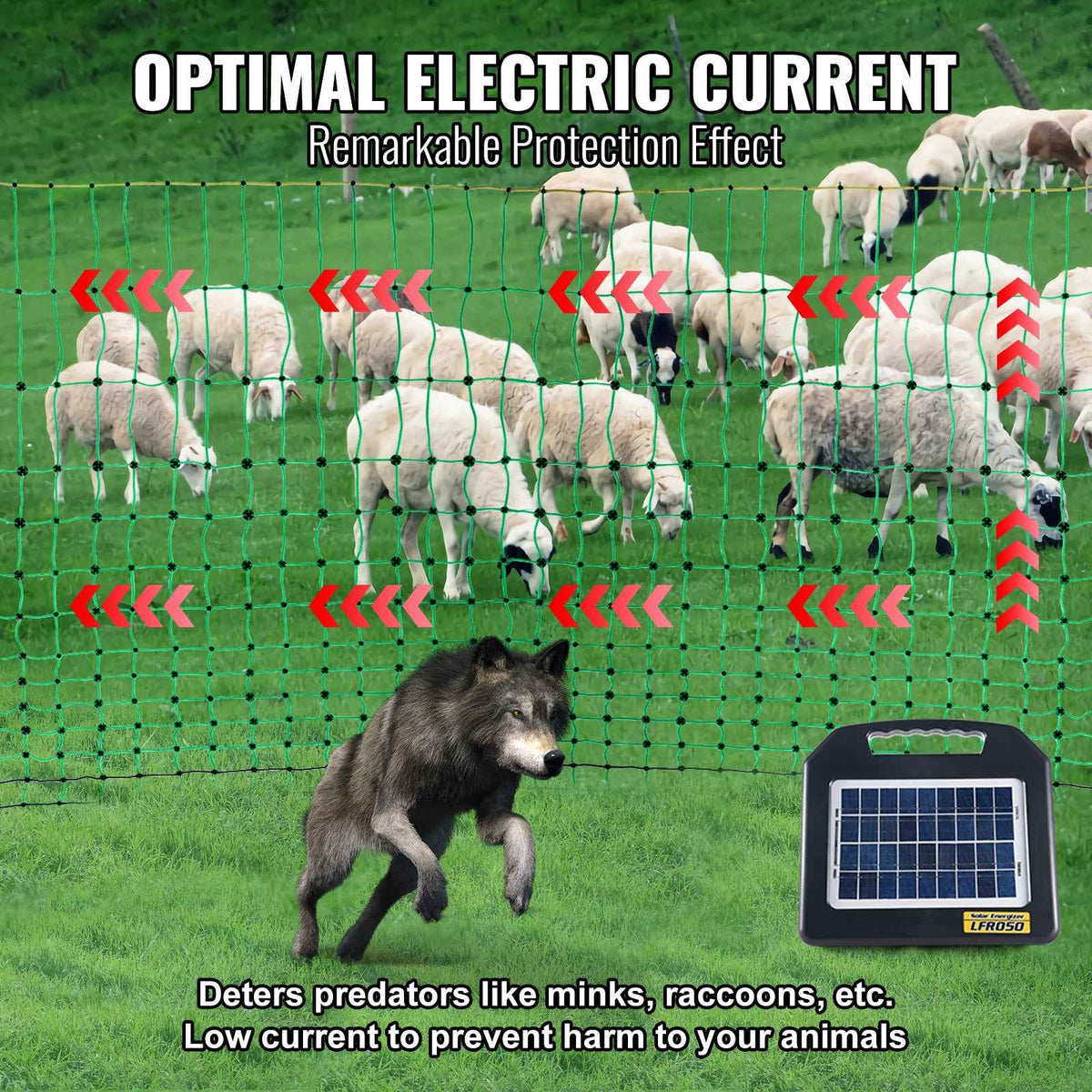 VetraPulse Electric Fence Netting, 42 H X 164L, PE Net Fencing With Posts & Double-Spiked Stakes, Utility Portable Mesh For Goats, Sheep, Lambs, Deer, Hogs, Dogs, Used In Backyards, Farms, And Ranches