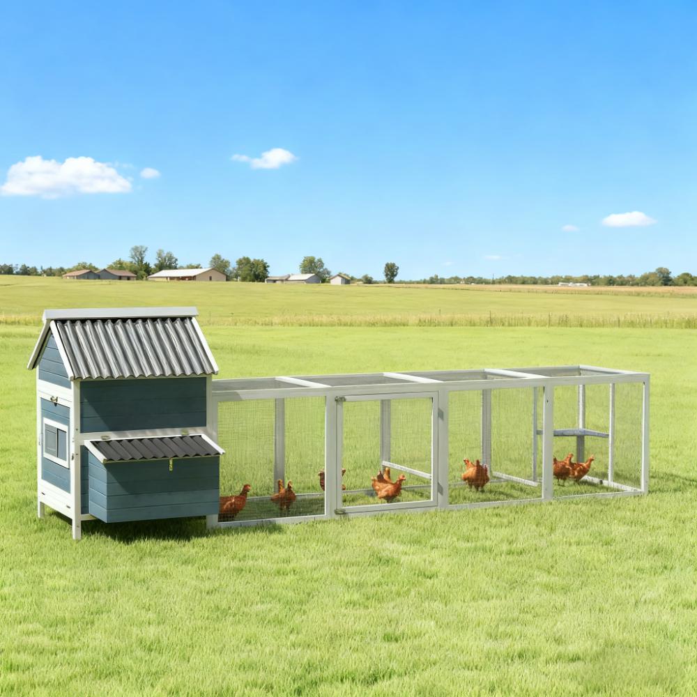 Extra Large Wooden Chicken Coop for 10-15 Chickens with Secure Outdoor Run – VetraPulse®