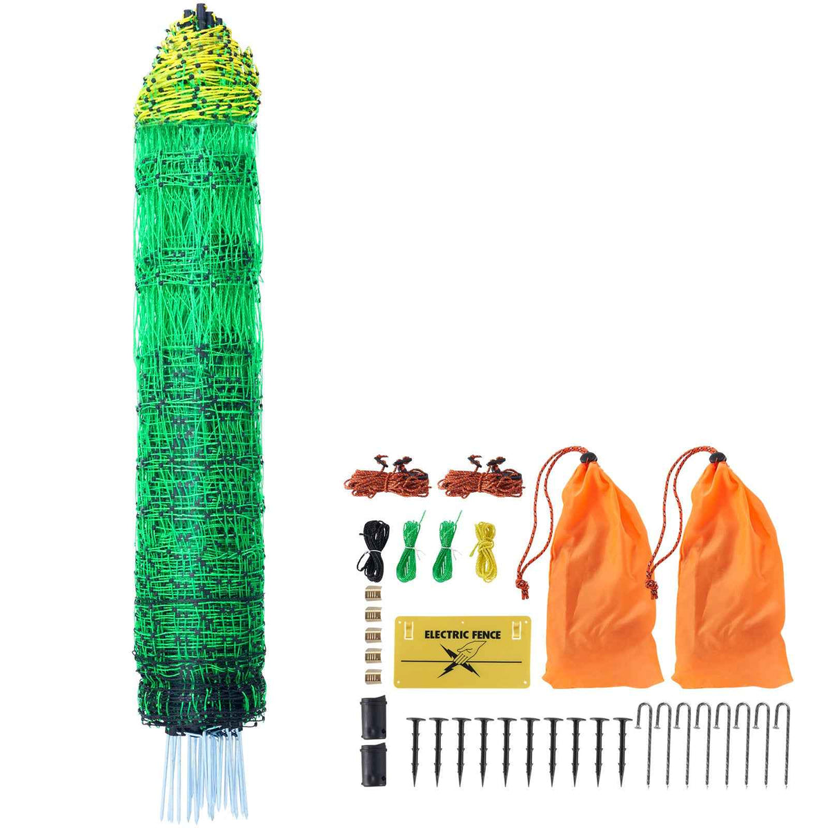 VetraPulse Electric Fence Netting, 42 H X 164L, PE Net Fencing With Posts & Double-Spiked Stakes, Utility Portable Mesh For Goats, Sheep, Lambs, Deer, Hogs, Dogs, Used In Backyards, Farms, And Ranches