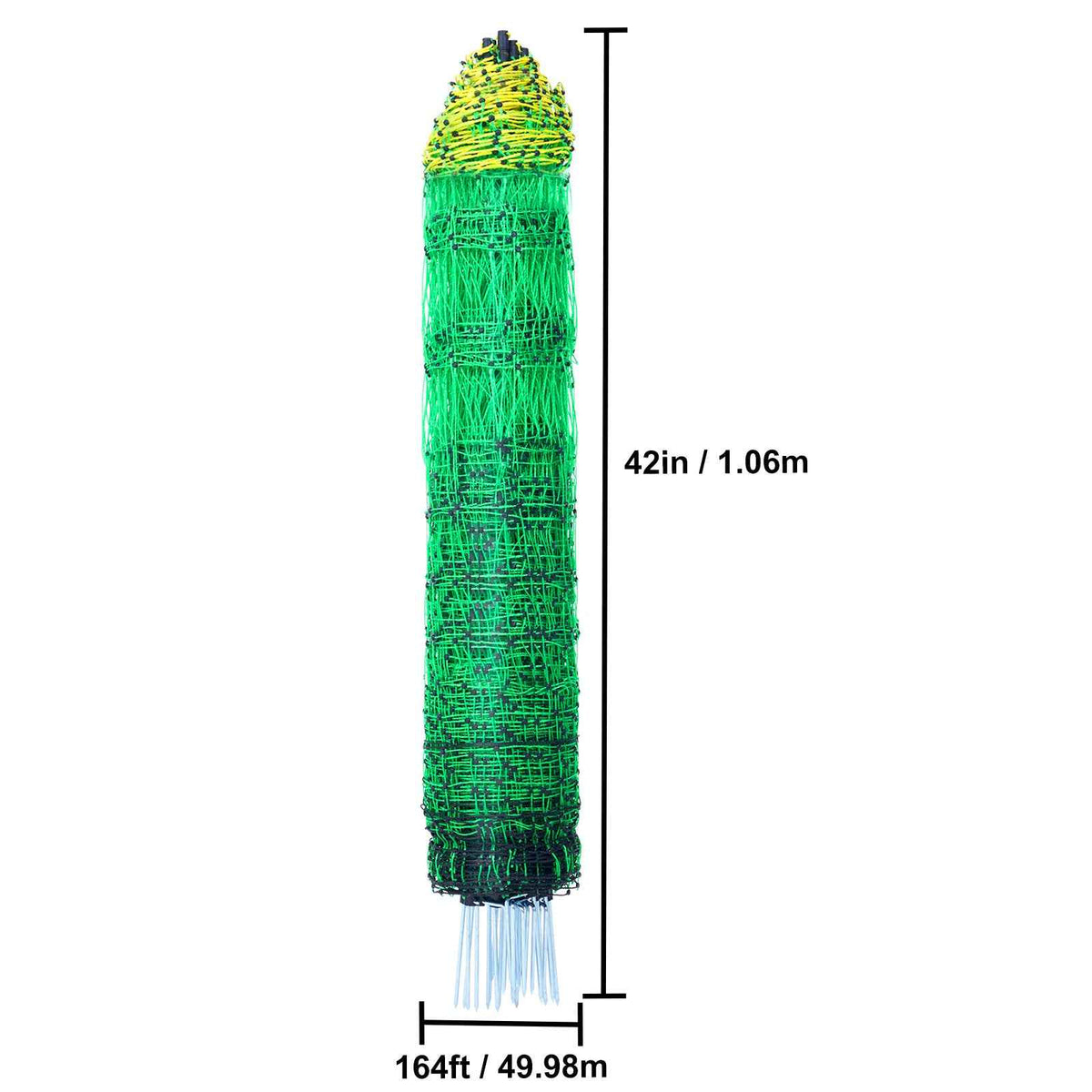 VetraPulse Electric Fence Netting, 42 H X 164L, PE Net Fencing With Posts & Double-Spiked Stakes, Utility Portable Mesh For Goats, Sheep, Lambs, Deer, Hogs, Dogs, Used In Backyards, Farms, And Ranches