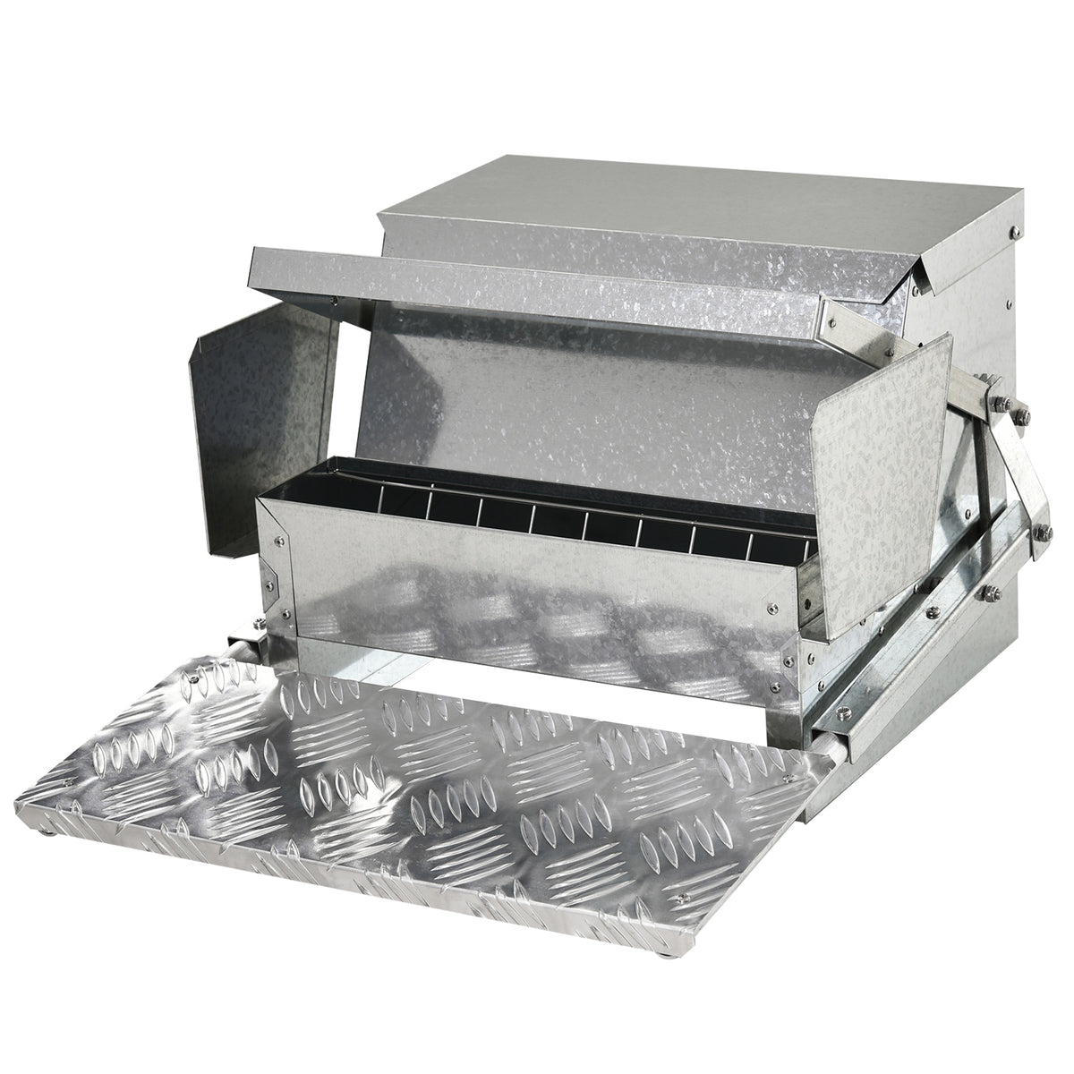 Vetra Pulse 25 lb Automatic Poultry Feeder – Weatherproof Galvanized Steel, No Waste