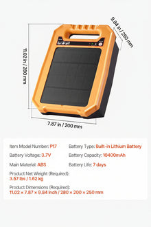 0.3J Solar Fence Charger 1.86 Miles Range Electric FenceEnergizer For Livestock