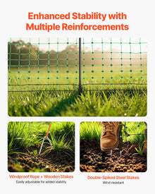 Electric Fence Netting, 50" H X 164' L, Livestock Net Fencing With Posts & Stakes, Portable Mesh Nets For Goats, Sheep, Deer, Hogs, Dogs, Electric Fencing For Backyards, Gardens, Farms, Ranches